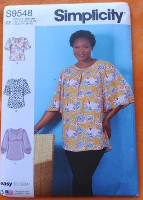 Simplicity Sew Pattern 9548 Women's Plus Size 18W-24W Top, Tunic, Blouse Uncut 