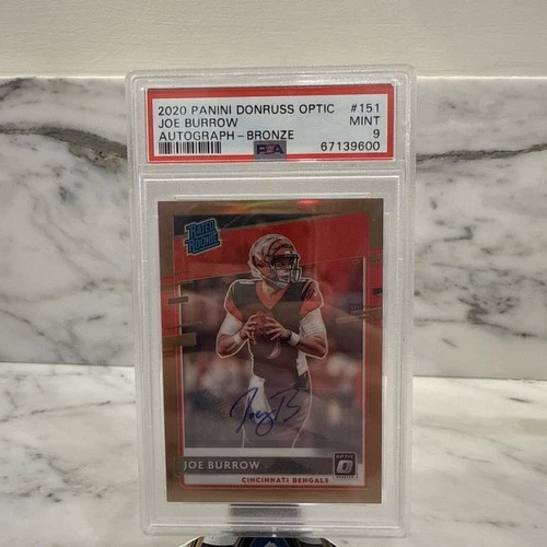 2020 Panini Donruss Optic Joe Burrow Rated Rookie Bronze Prizm Auto - PSA 9 - RC