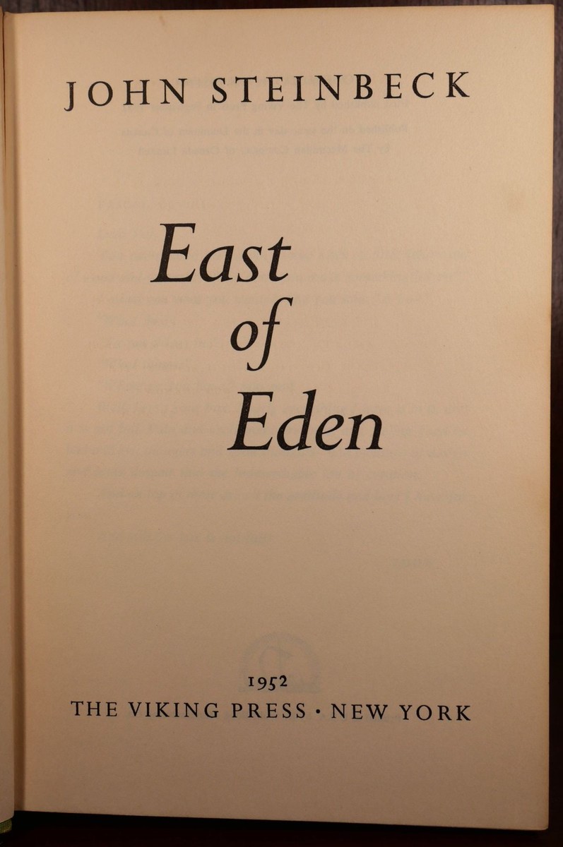 John Steinbeck / East of Eden 1st Edition 1952 | eBay