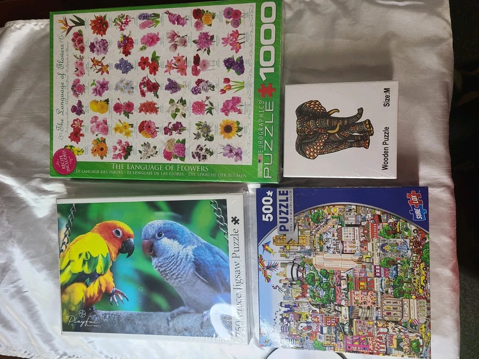 Lot Of (4)  Puzzles BRAND NEW SEALED PARROT FLOWERS ELEPHANT  NY  CITY FREE SHIP - Image 3 of 4