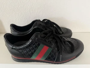 Baskets homme Gucci monogramme cuir toile noir taille 7