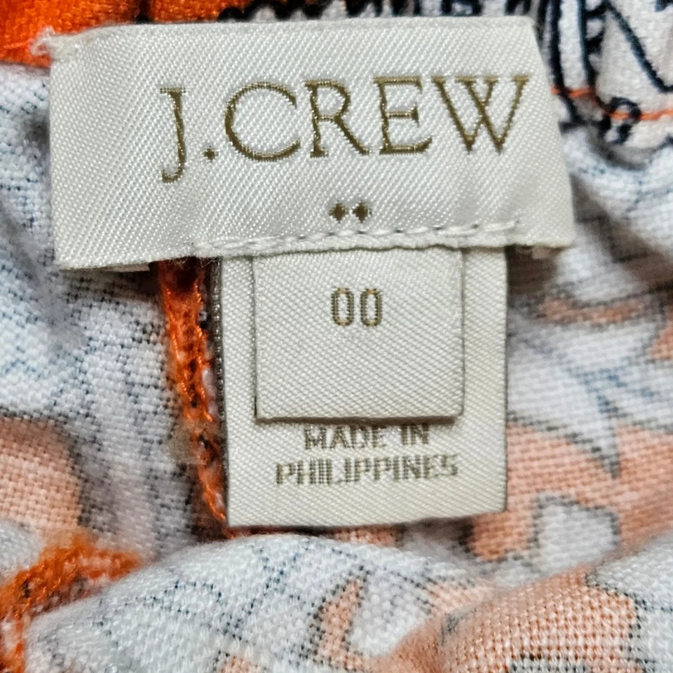 Pantalones Cortos J Crew Mujer Talla 00 Naranja Blanco Negro Estampado Paisley Informal Mezcla de Lino Foto 2 de 4
