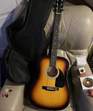 Squier by Fender SA-150 6-String Acoustic Guitar Natural with accessories c-pics