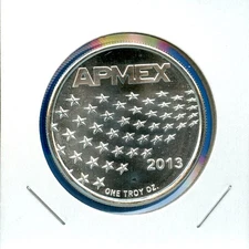 2013 APMEX American Flag .999 Silver 1oz Art Round Bullion #37 Semi Proof Like