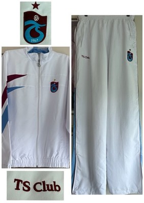 TRABZONSPOR WHITE TRACKSUIT TEAM PLAYER JACKET XL & PANT XXL OFFICIAL LICENSED