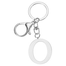 Initial Letter Key Chain Letter A-Z Keychain Initials Keyring, Silver O 