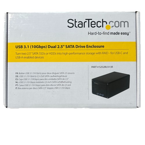 StarTech USB 3.1 (10Gbps) Dual 2.5” SATA SSD/HDD RAID Enclosure S252BU313R New - 第 1/7 張圖片