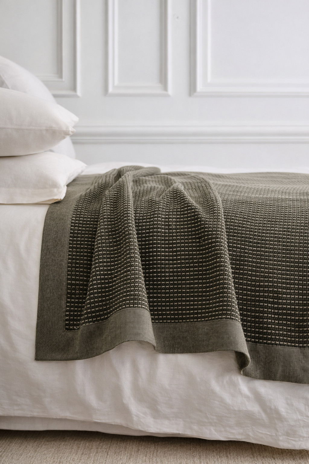 West Elm Two‑tone Cotton Linen Blanket Lightweight breathable Throw Blanket New