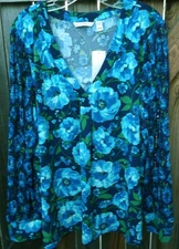 NWT 💥💎 ISAAC MIZRAHI Live!  💎💥 Floral Print Top Lace Sleeves  2X