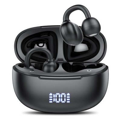 Achifine Clip on Earbuds Open Ear Wireless Bluetooth 5.4 Headphones with (Black)