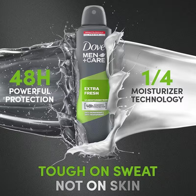 Dove Spray Men+Care Extra Fresh Antiperspirant Deodorant Spray 150ml x 3 pack
