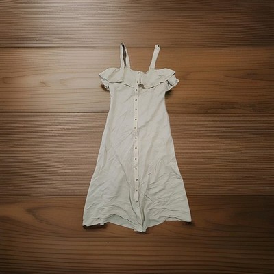 Gianni Bini Clara Button Front Ruffle Midi Dress New Extra Small XS Sand Beige 