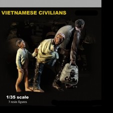 1/35 Scale Vietnamese Civilians Resin Figure Set – 3 Miniatures for Diorama