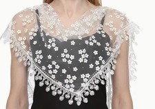 Women's White Lace Church Veil with gold accents, New AB-334-R2