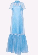 NWT STAUD Calluna High Neck Tie Organza Maxi Dress Gown in French Blue Rose S