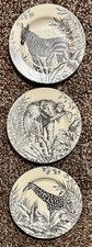 American Atelier At Home Safari Side Plates Set 3 Giraffe Zebra Elephant 8.25”