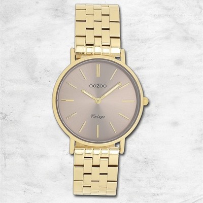 Oozoo Metall Damen Uhr sunray Analog Quarzuhr Armband gold Vintage UOC20408