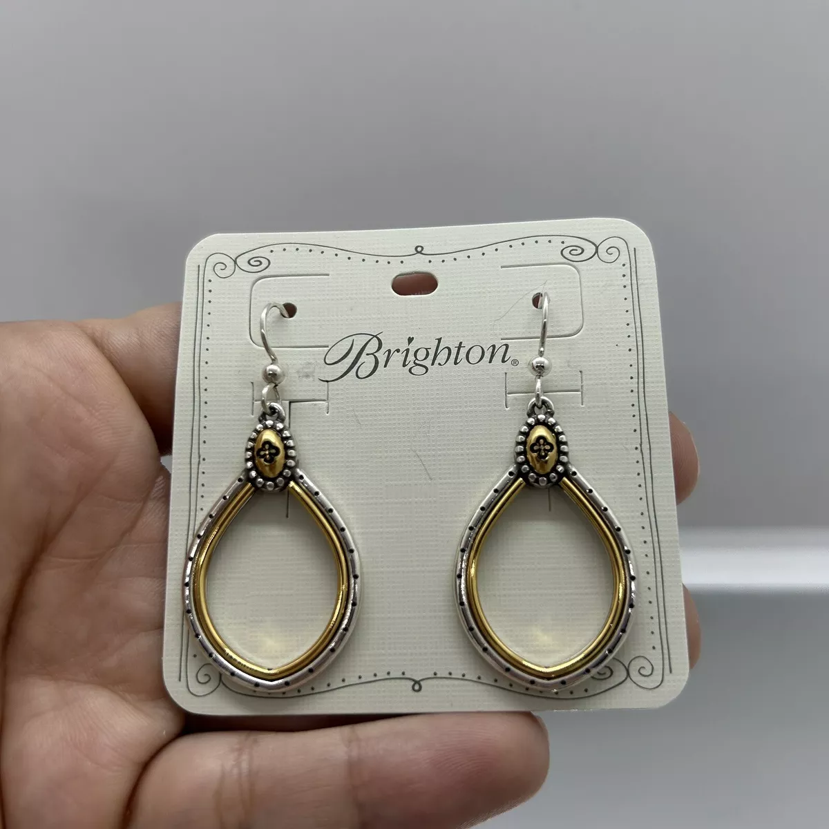 Brighton Venezia Teardrop French Wire Earrings 2 Tone Silver Gold NWT 58