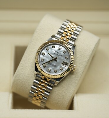 Ladies Steel & Gold Rolex Datejust 2024 31 278273 Factory White MOP Diamond Dial