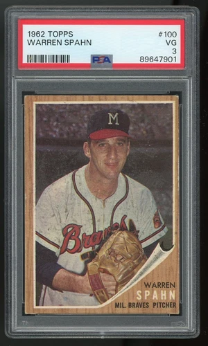 Warren Spahn PSA 3 1962 Topps #100 Milwaukee Braves
