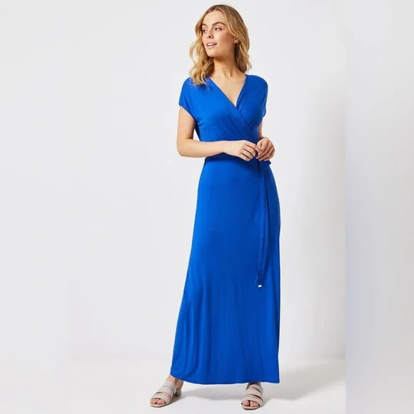 Dorothy Perkins Women's Tall Blue Wrap Maxi Dress | eBay UK