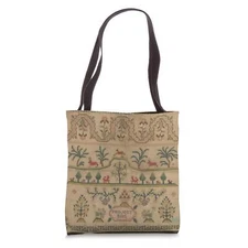 Traditional Needlework Cross Stitch Sampler Tote Bag