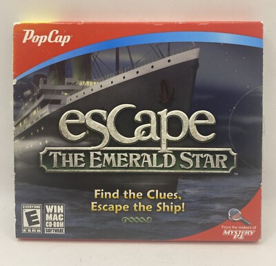 ESCAPE: The EMERALD STAR (WIN MAC PC CD-ROM, 2011) PopCap - RARE OOP - VG