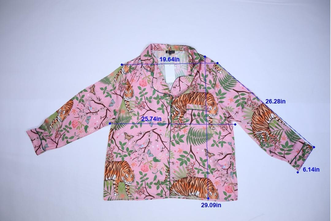 Karen Mabon Anthropologie Silk Tiger Blossom Sleep Pajama 2 Piece