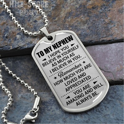 To My Nephew Dog Tag Necklace Believe In Amazing Inspirational Gifts For Nephew 