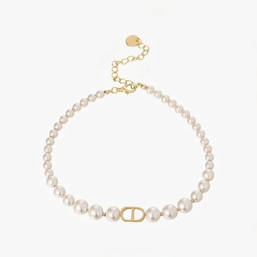 Collana e bracciale perle orecchini girocollo CD set per donna regalo matrimonio classico. - Foto 3 di 14