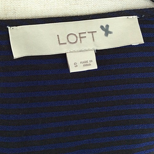 Ann Taylor LOFT Blouse Womens Size Small Ruffle Eyelet Cuff Embroidered Striped - Picture 8 of 8