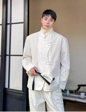 Tuta tunica uomo moda coreana nuovo stile cinese primavera stand colletto top