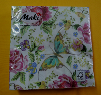 20 Servietten Schmetterling Viele SchöNe Blumen 1 Packung Ovp Motivservietten