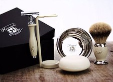 Classic Grooming Shaving Set DE Safety Silver Tip Badger Brush Men's Gift