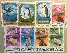 Penguins Polar Regions Bear Walrus Owl Fox 8 CTO Stamps 1980-81 Mongolia