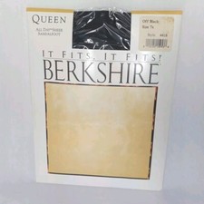 Vintage Berkshire Pantyhose Plus Size Queen 7X Off Black Nylon Sandalfoot
