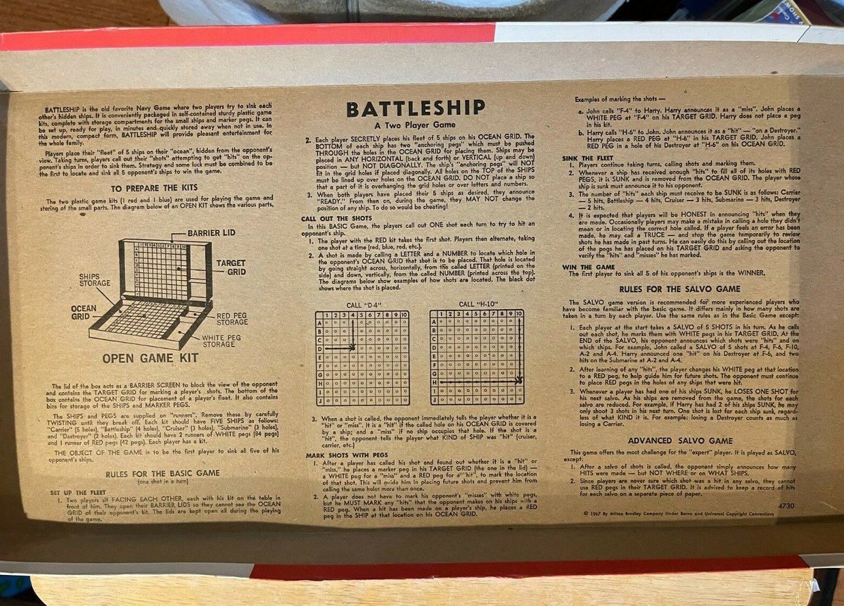 Vintage 1971 Battleship Milton Bradley Board Game #4730