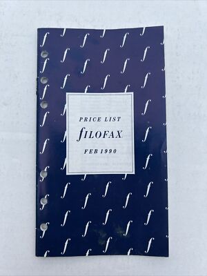 Filofax Organiser Price List 1990 22 Pages