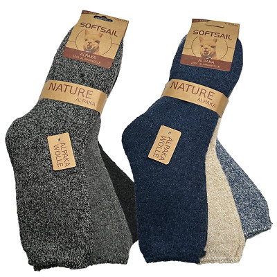 3 Paar Alpaka Socken Herren Damen Wollsocken Winter Natur Diabetiker geeignet