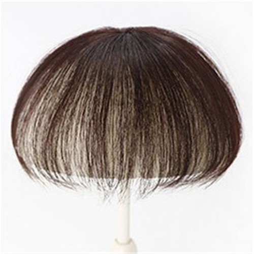 Real Hair Toupee Clip In Topper Natural Hairpiece Short Piece Wig Fringe Bangs - Picture 14 of 18