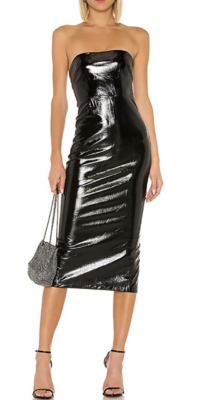 NBD Kris Faux Leather Strapless Midi Dress Back Slit Back Size XXS | eBay
