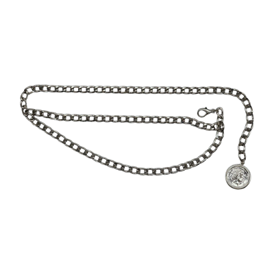 Women Silver Metal Chain Link Fashion Belt Medallion Coin  display picture 1
