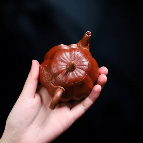150ml Full Handmade Tea Pot Pumpkin Design Real Yixing Zisha Dahongpao Clay Pot - Picture 8 of 13