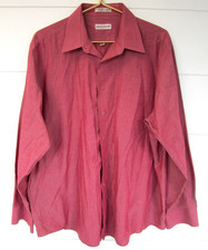 Pierre Cardin Mens Dress Shirt Dusty Red 34/35 XL Button Front Long Sleeve Korea