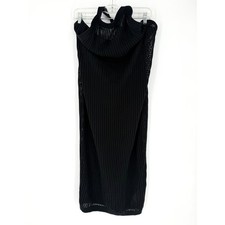 Quince 100% Organic Cotton Open-Knit Cover-Up Maxi Dress Black Sz L Beach Vacay
