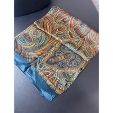 Talbots 100 Silk Paisley Scarf Teal Gold Red 58x12 Rectangular Accessory