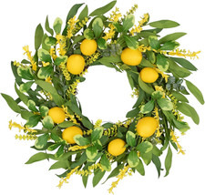 Lemon Wreaths for Front Door 20 Inch Spring Door Wreath Small Artificial Wreath