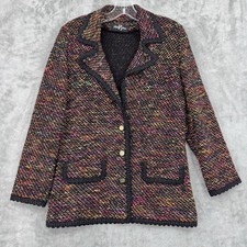 Peter PJ Jan Jacket Womens 14 Boucle Knit Gold Buttons Blazer Gold Button Office