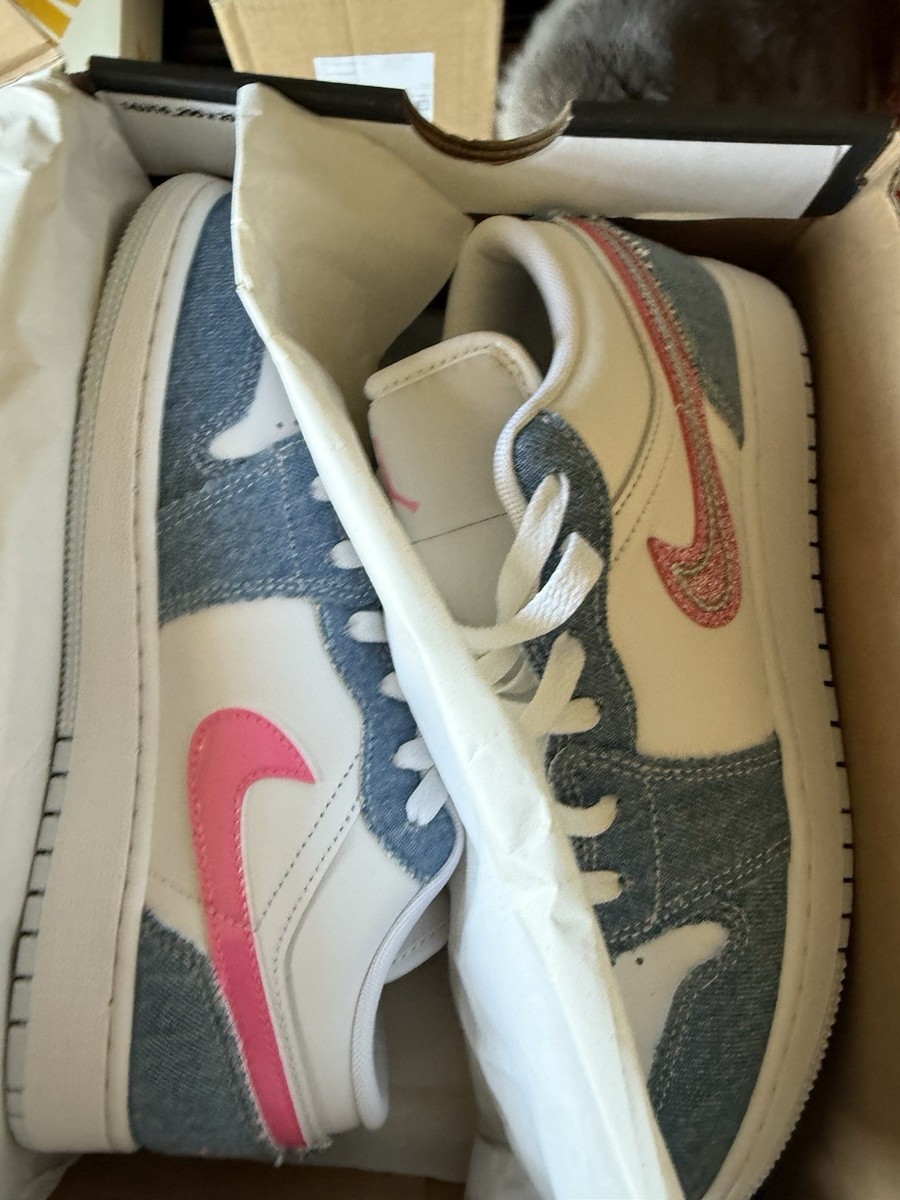 Jordan Air Jordan 1 Low Washed Denim White Blue Pink Sneaker | eBay