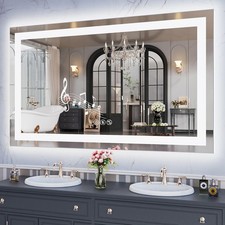 Upgrade Bluetooth Led Bathroom Mirror for Make Up Multi Lighting Dimmable Defog